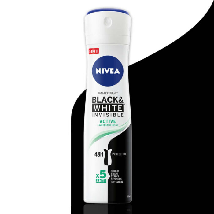 nivea black white invisible active anti perspirant spray 150ml 2