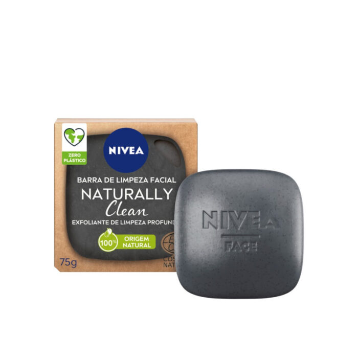 nivea naturally clean exfoliating face cleansing bar 75g