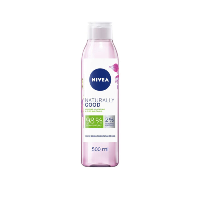 nivea naturally good geranium organic oil infused shower gel 500ml