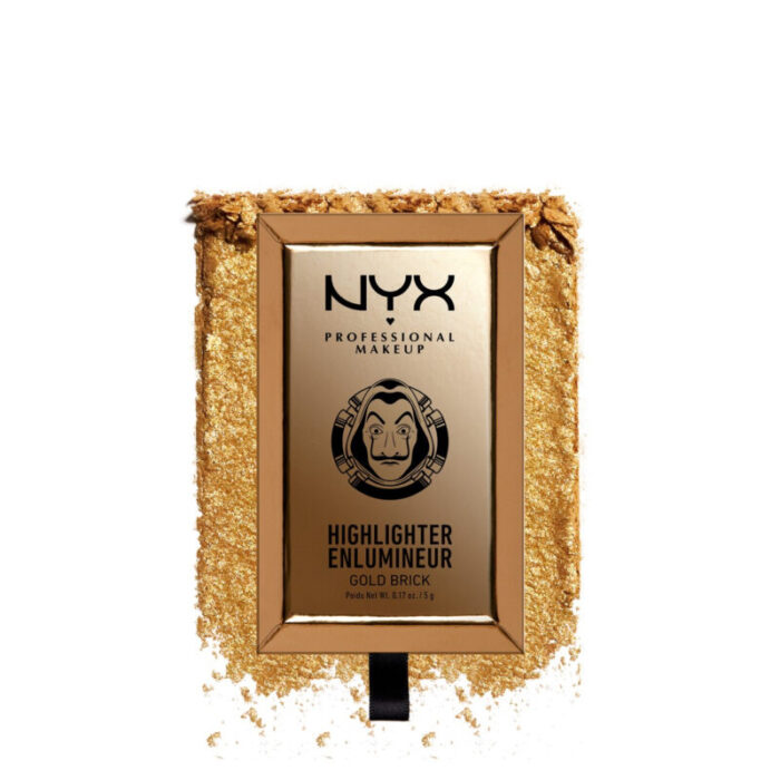 nyx pro makeup la casa de papel highlighter gold brick 5g 3